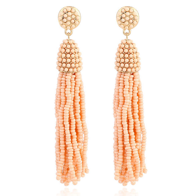 Seed bead thread tassel earrings