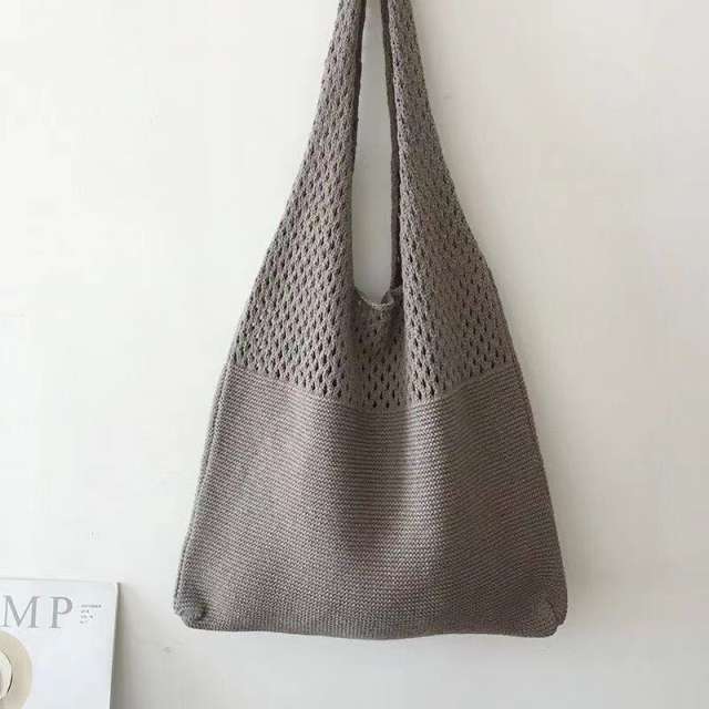 Chic knitted hollow tote bag