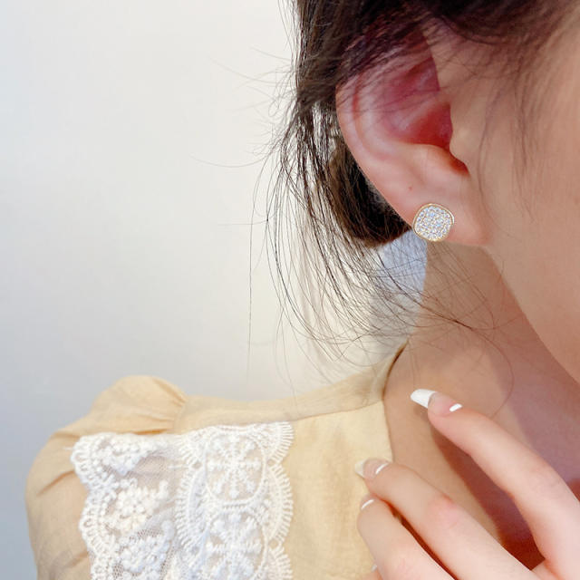 925 silver needle irregular acrylic zircon studs earrings
