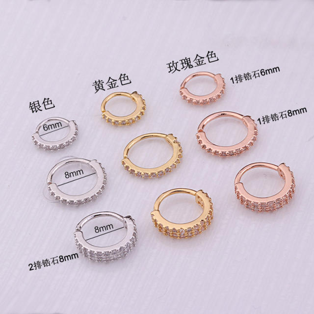 Fashion zircon hoop huggie earrings