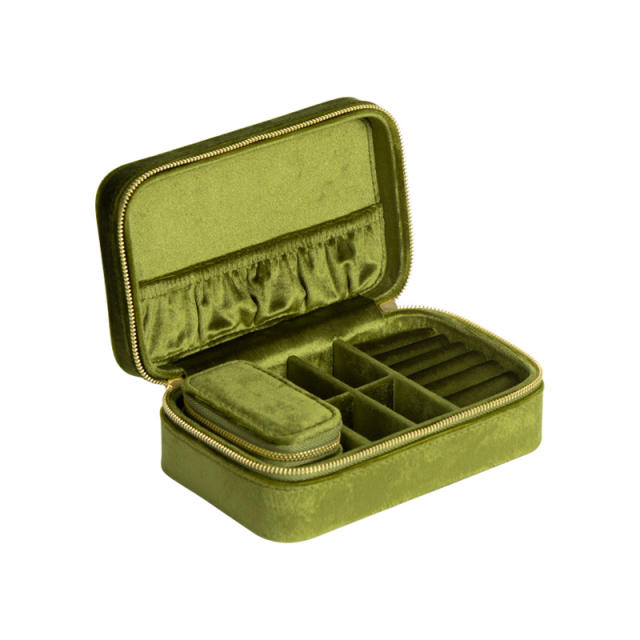 Velvet jewelry storage box travel portable