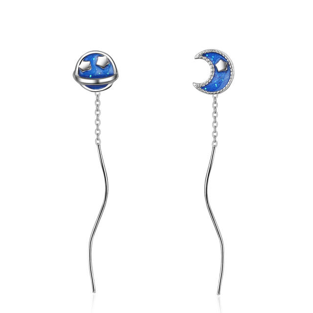Moon Planet threader earrings