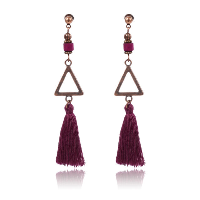 Fashion triangle long thread tassel earrings