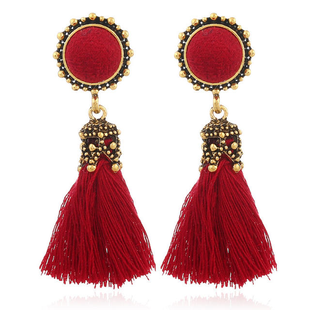 Fan thread tassel earrings