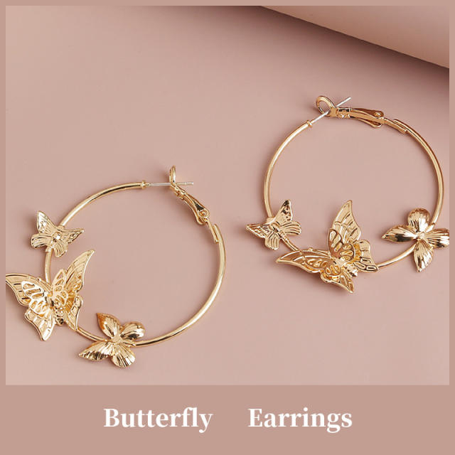 Butterfly hoop earrings