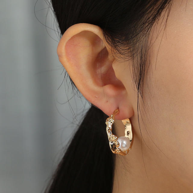 Pearl hoop earrings