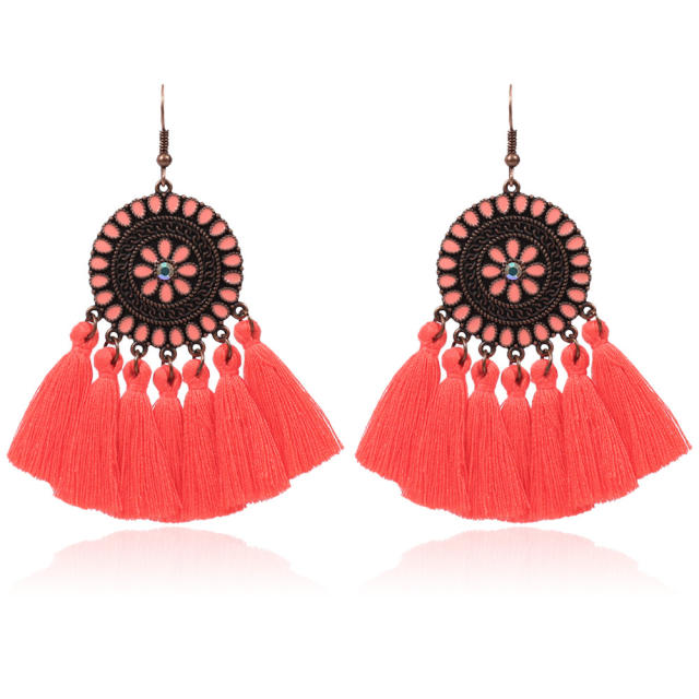 Retro thread tassel earrings