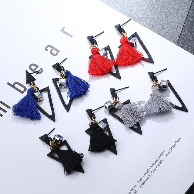 Fashion triangle thread tassel earrings