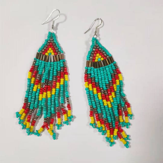 Seed bead tassel earrings