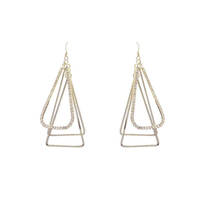Zircon  triangle dangling earrings