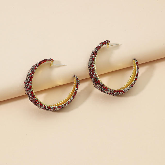 C- shaped diamond hoop earrings