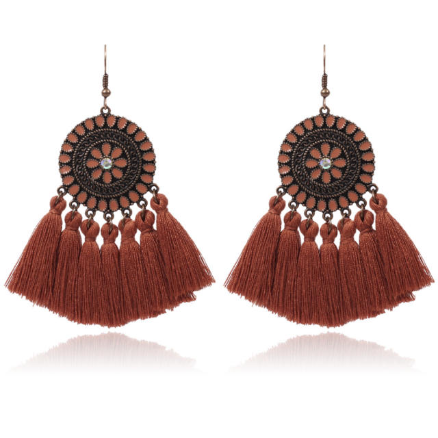 Retro thread tassel earrings