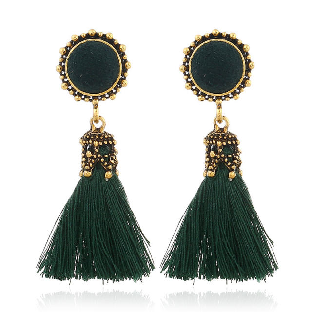 Fan thread tassel earrings