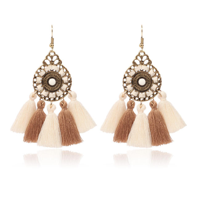 Bohemian style retro thread tassel earrings