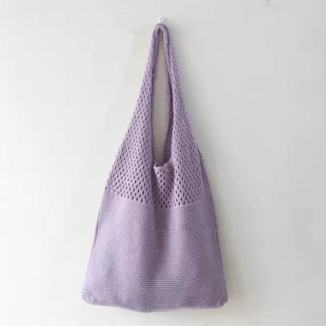 Chic knitted hollow tote bag