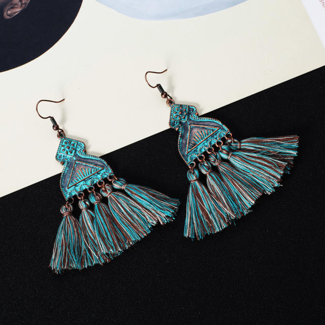 Retro thread tassel earrings