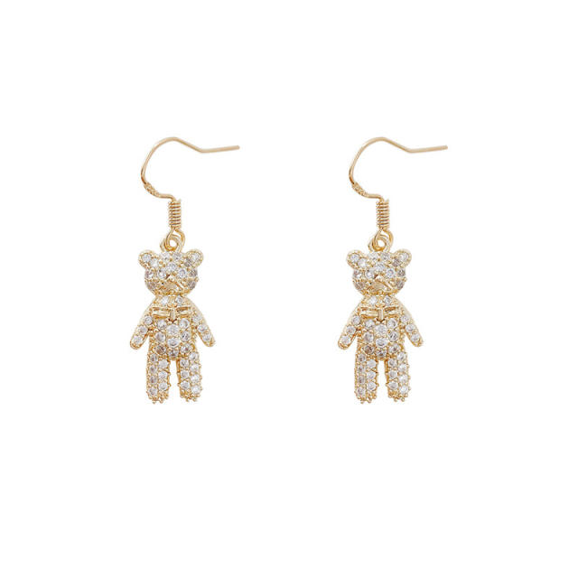Fashion bear zircon dangling earrings