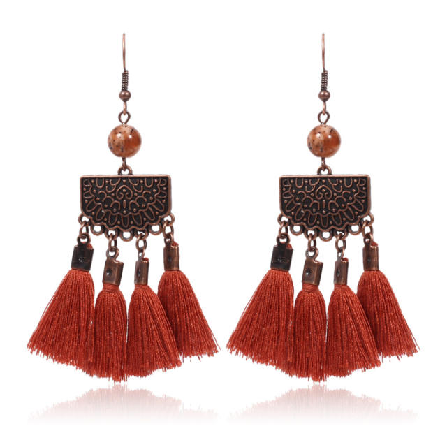 Retro thread tassel earrings