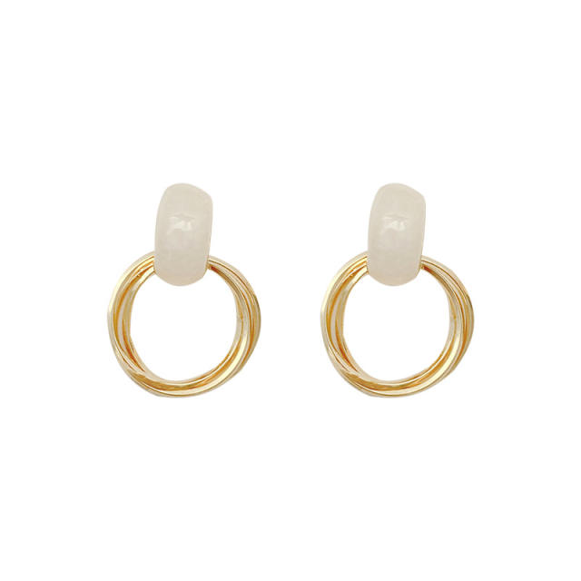925 silver needle opal circles dangling earrings