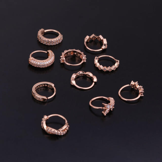 Fashion zircon hoop huggie earrings