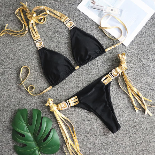 Rhinestone tassel bikini swimwear