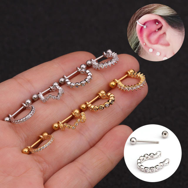 Stainless steel copper zircon huggie earrings