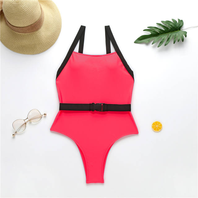 Fluorescent color one piece swimsuit