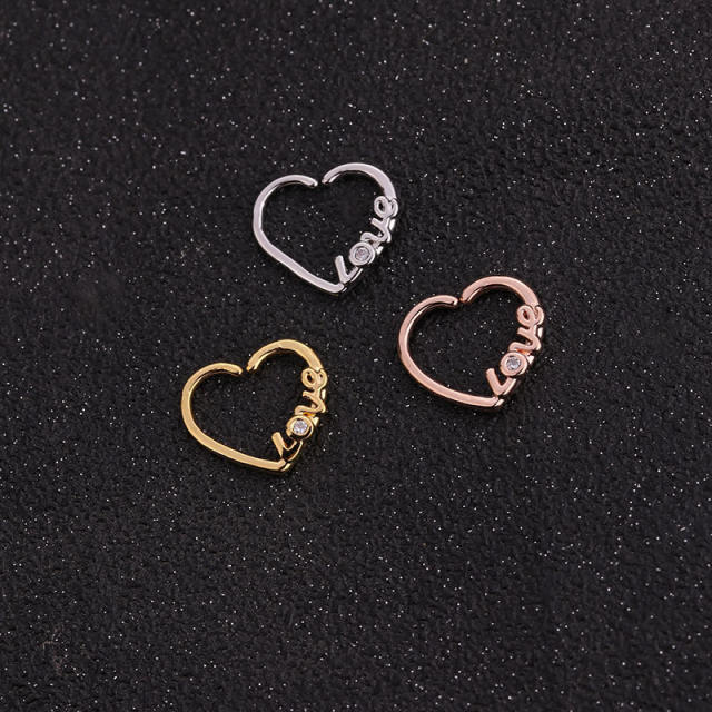 Fashion hollowed out heart-shaped cartilage nose helix daith hoop huggie earrings