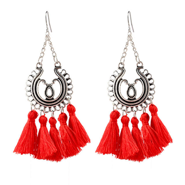 Bohemian thread tassel earrings