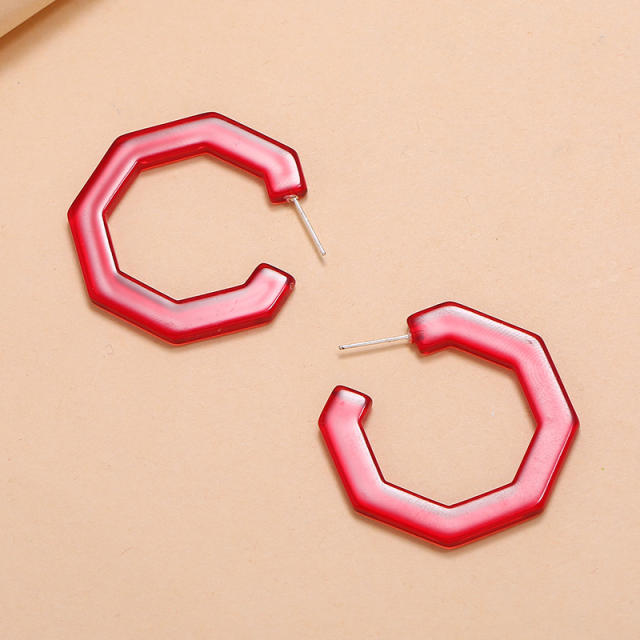 C- shaped plastic hoop earrings