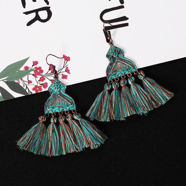 Retro thread tassel earrings