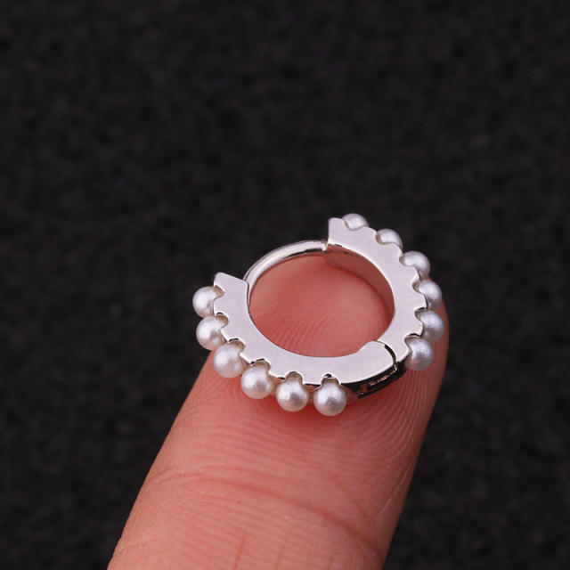 Fashion pearl hoop huggie earrings
