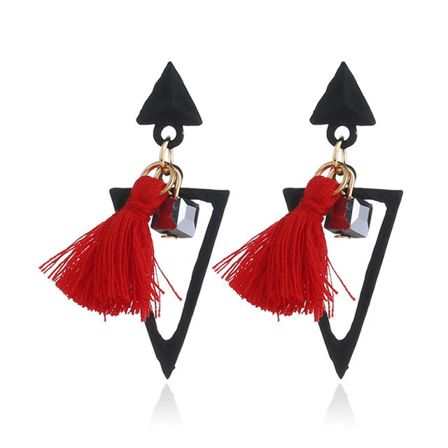 Fashion triangle thread tassel earrings