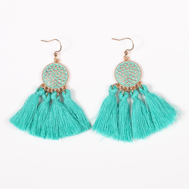 Bohemian style retro thread tassel earrings