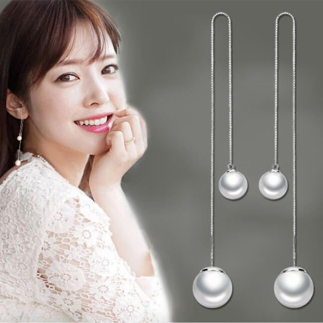 Pearl Pendant threader earrings