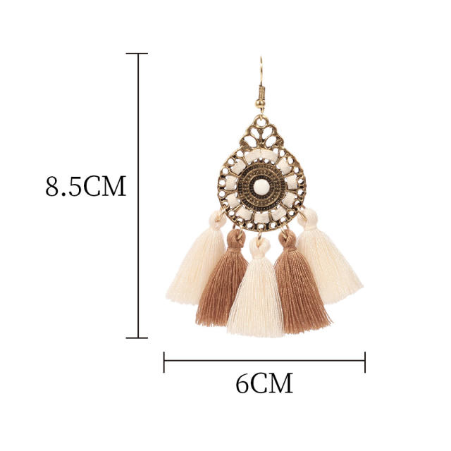 Bohemian style retro thread tassel earrings