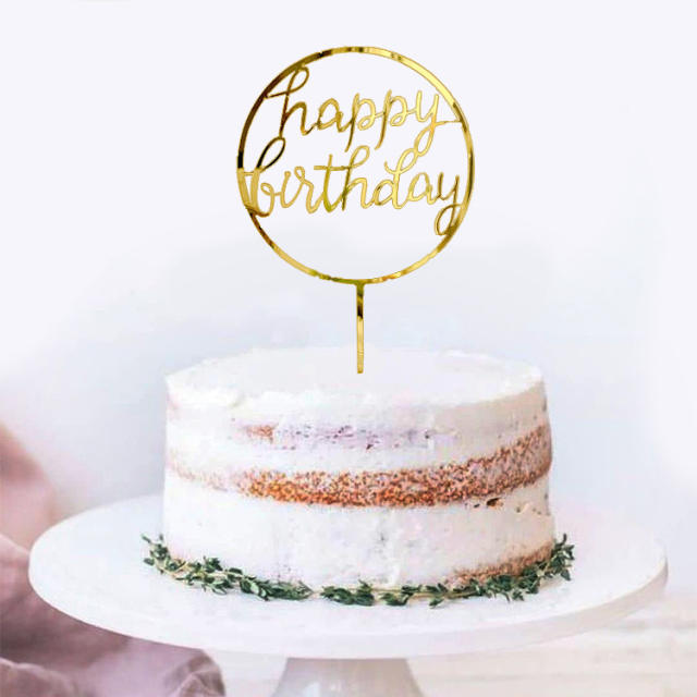 Rose gold and gold color happy birthday cake toppers