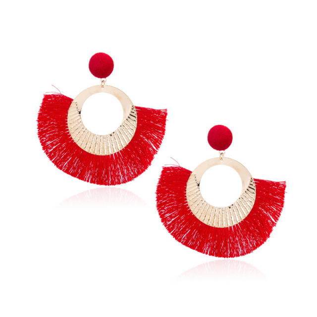 Bohemian hoop tassel earrings