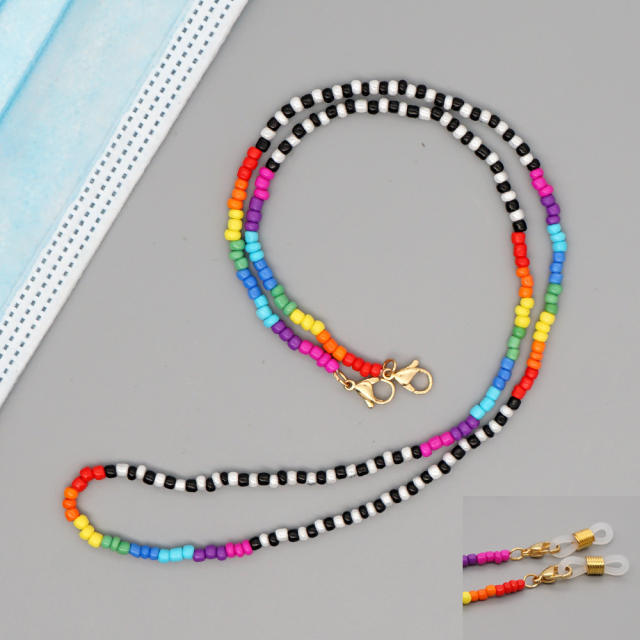 Colored seed beads mask glasses chain