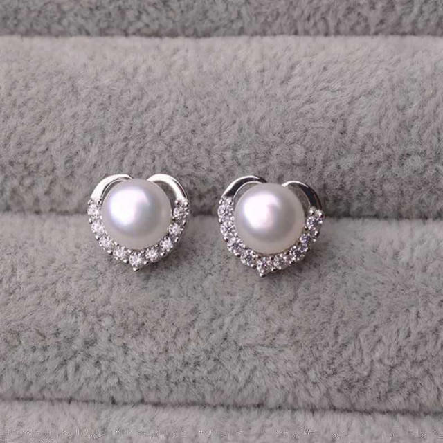 S925 silver needle pearl stud earrings