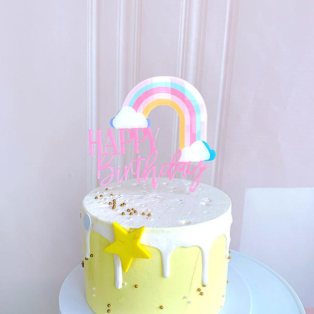 Creative rainbow happy birthday cake toppers