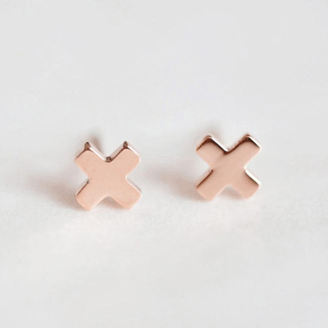 Occident fashion cross stainless steel ear studs