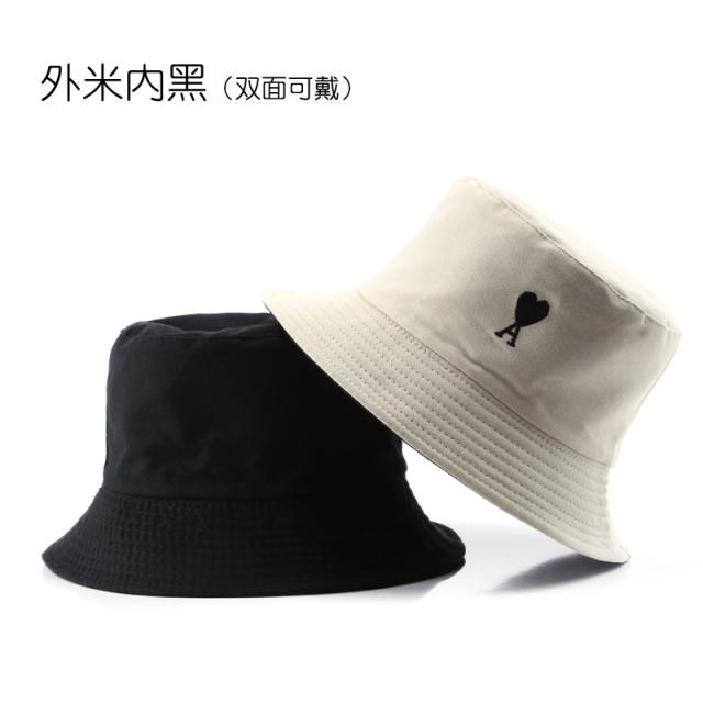 Letter love heart embroidered bucket hat