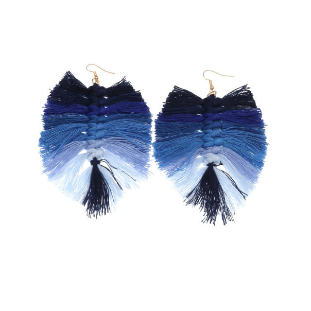 Bohemian long-style thread tassel earrings