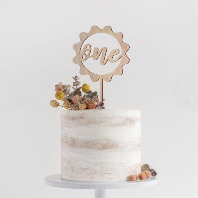 One letter happy birthday wood cake toppers