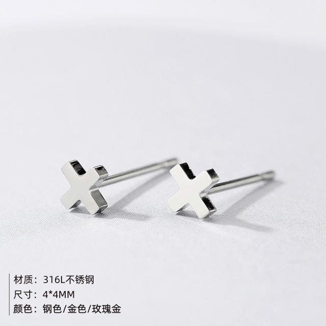 Occident fashion cross stainless steel ear studs