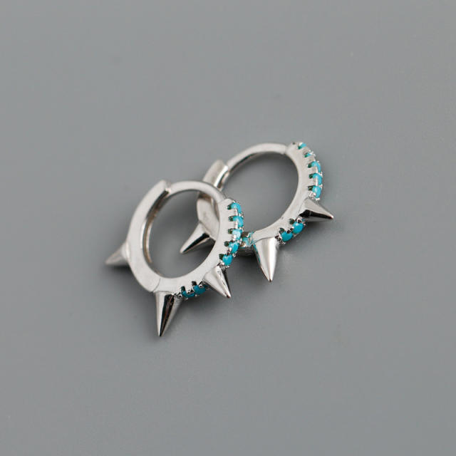Fashion 925 silver turquoise huggie earrings