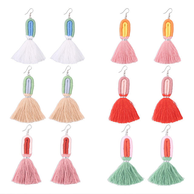 Bohemian thread tassel earrings