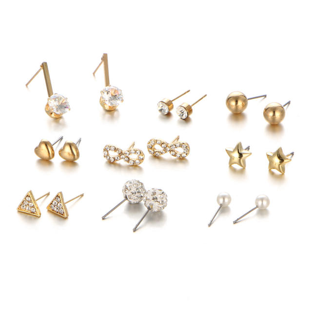 Zircon crystal earings set 9 pairs