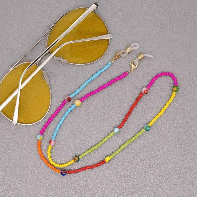 Boho color seed beads glasses chain